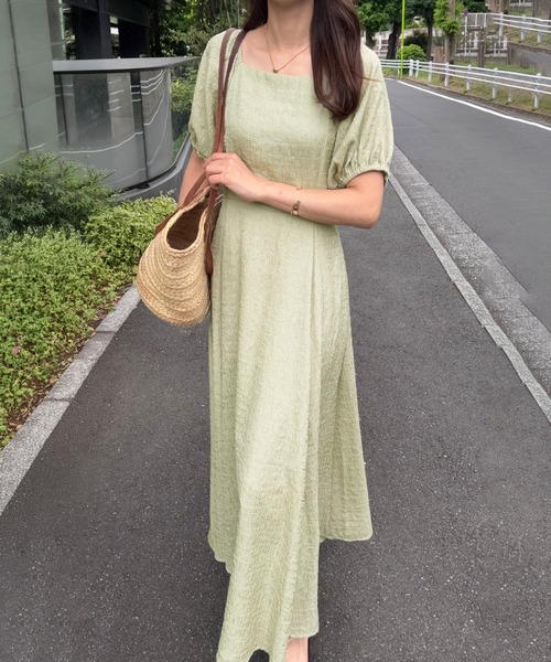 JUNOAH（ジュノア） ワンピース 半袖 バックリボンフレアワンピース
