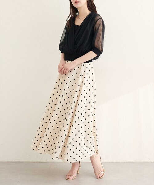 natural couture ニット セーター 衿付きチュールドッキングニット