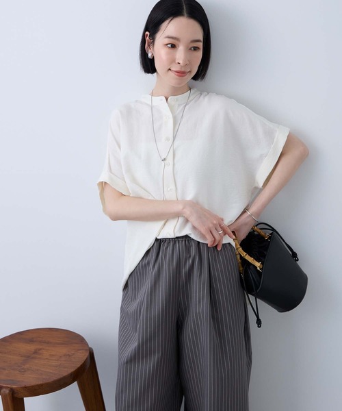 「Aunely」 半袖ブラウス M ブラック レディース_画像9