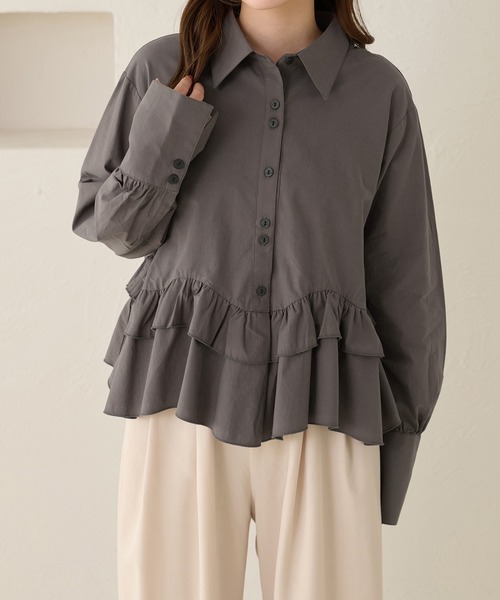 「apres jour clair」 長袖シャツ X-LARGE ブルー レディース_画像2