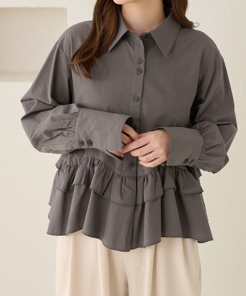 「apres jour clair」 長袖シャツ X-LARGE ブルー レディース_画像3