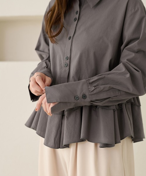 「apres jour clair」 長袖シャツ X-LARGE ブルー レディース_画像4
