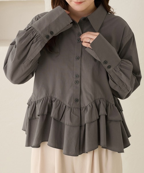 「apres jour clair」 長袖シャツ X-LARGE ブルー レディース_画像6