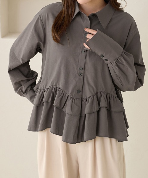 「apres jour clair」 長袖シャツ X-LARGE ブルー レディース_画像7