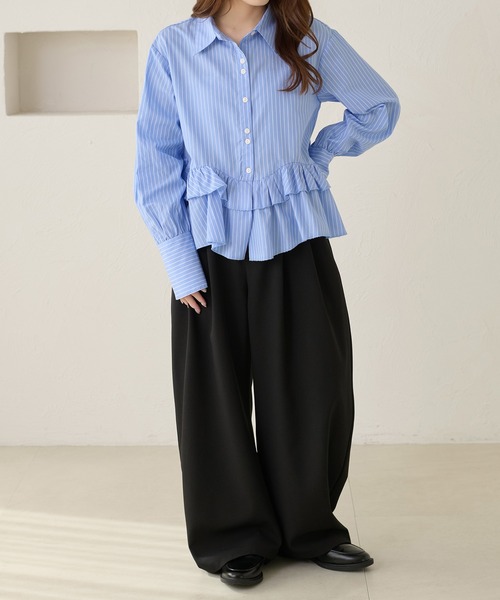 「apres jour clair」 長袖シャツ X-LARGE ブルー レディース_画像8