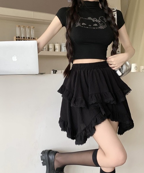 「shopnikoniko」 キュロット フリー ブラック レディース_画像9