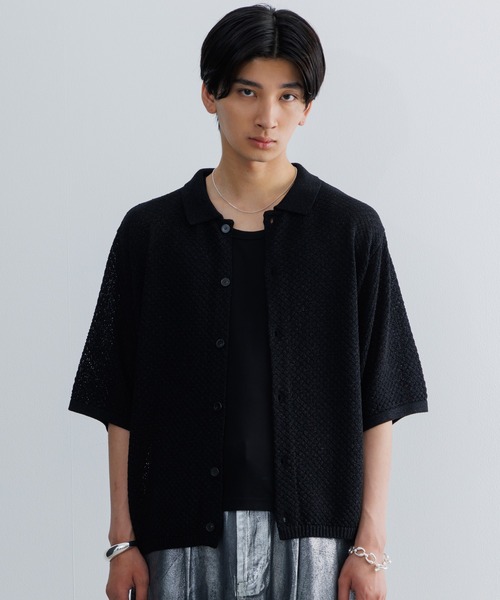 「SINSS」 半袖ニット MEDIUM ブルー メンズ_画像4