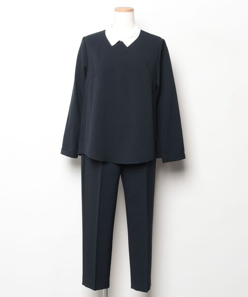 MICA&DEAL 半袖ブラウスセットアップ　38 ネイビー MICA&DEAL（マイカアンドディール） セットアップ 38 ネイビー
