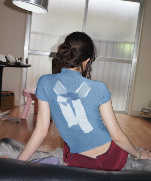 「musubore」 半袖カットソー FREE ネイビー レディース_画像2