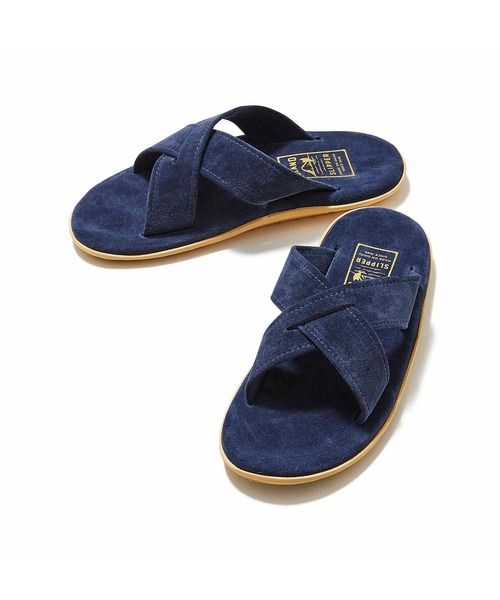  SLIPPER サンダル 9 ネイビー ISLAND SLIPPER サンダル / PT223 NAVY /レザーサンダル メンズ