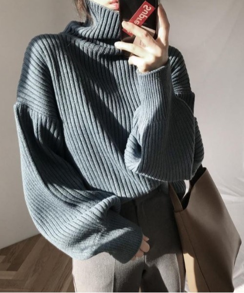 Diosfront ニット ビッグシルエット タートルネックプルオーバー