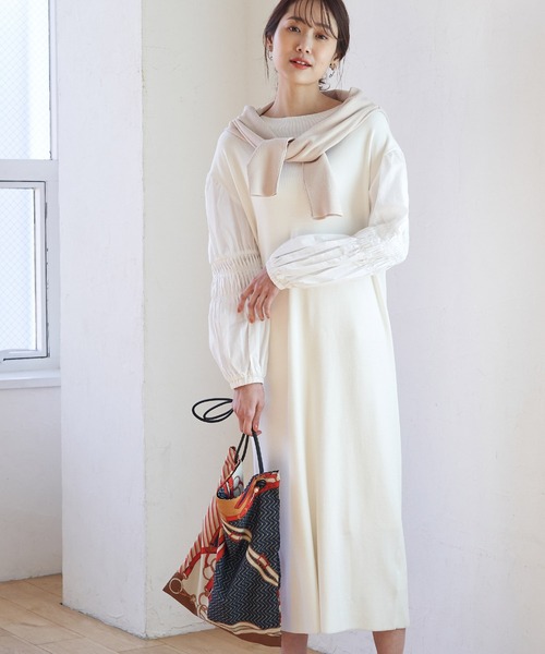 ワンピース ソデボリューム布帛ニットワンピース Zozotown Yahoo 店 通販 Yahoo ショッピング