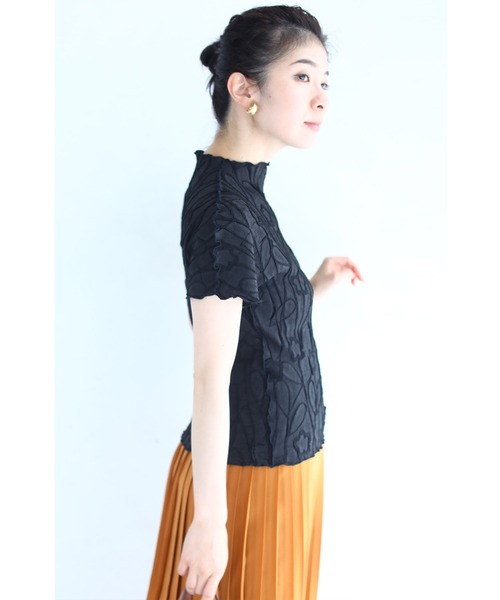 cawaii - cawaii 浮かぶ刺繍画の伸びやかカットソ一トップス cawaii tシャツ 浮かぶ刺繍画の伸びやかカットソートップス