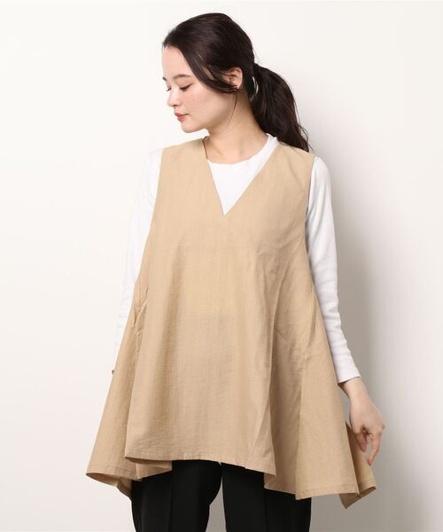 STYLEBLOCK ベスト ジレ リネンタッチバックスリット深Vネックベスト