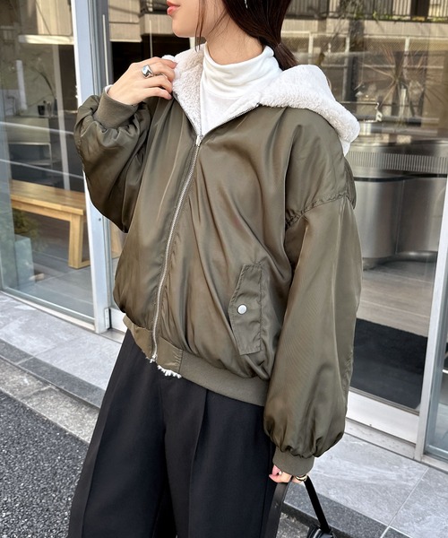 andme ブルゾン アウター 「新色追加」リバーシブルフード付きMA-1