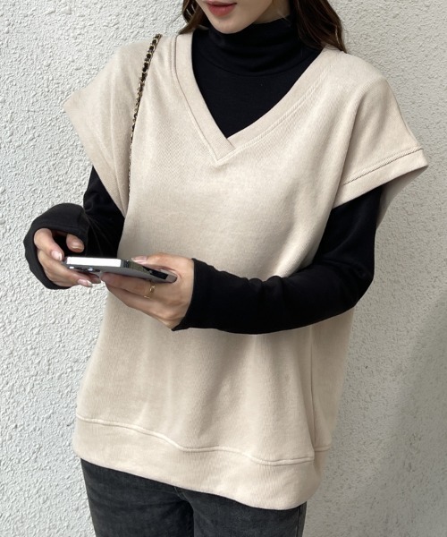 COO+i ベスト ジレ Vネックスウェットベスト レディース