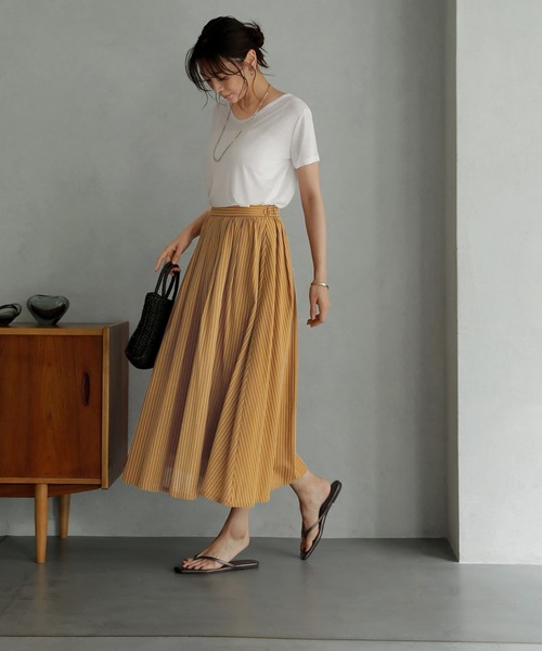 スカート カラーナチュラルストライプ織りスカート | STYLE DELI | 08