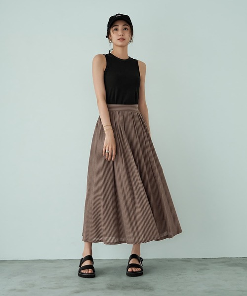 スカート カラーナチュラルストライプ織りスカート | STYLE DELI | 09