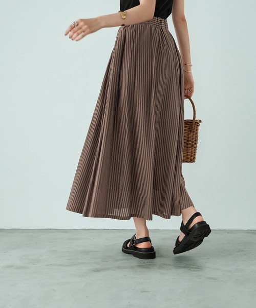 スカート カラーナチュラルストライプ織りスカート | STYLE DELI | 11