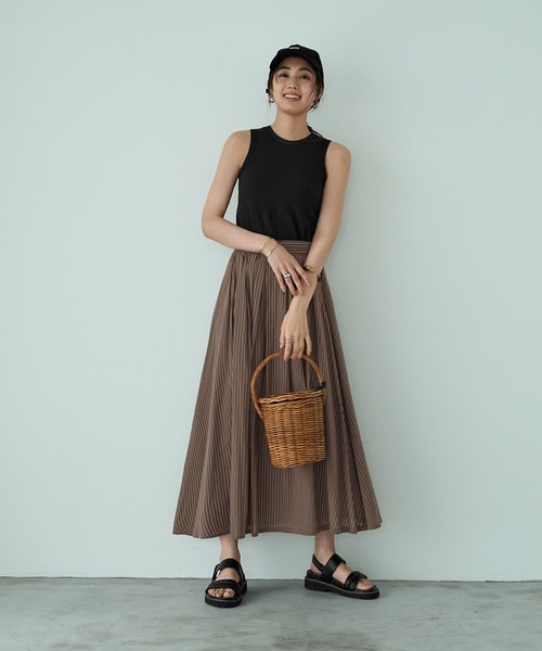 スカート カラーナチュラルストライプ織りスカート | STYLE DELI | 14