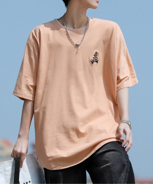 45R コットン ドルマンスリーブ ビッグ Tシャツ ロゴ刺繍 tシャツ 「neos -addictive design-」TOM＆JERRY トムとジェリー