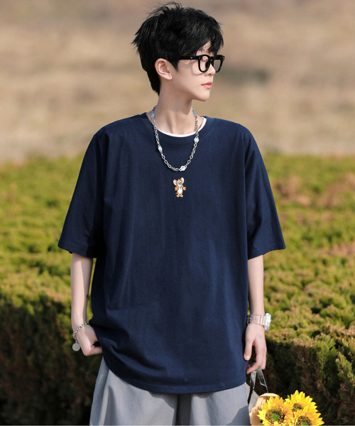 45R コットン ドルマンスリーブ ビッグ Tシャツ ロゴ刺繍 tシャツ 「neos -addictive design-」TOM＆JERRY トムとジェリー