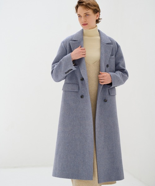 LANVIN en Bleu コート アウター ロングダブルコート レディース