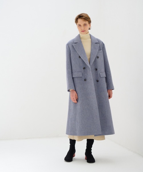 LANVIN en Bleu コート アウター ロングダブルコート レディース