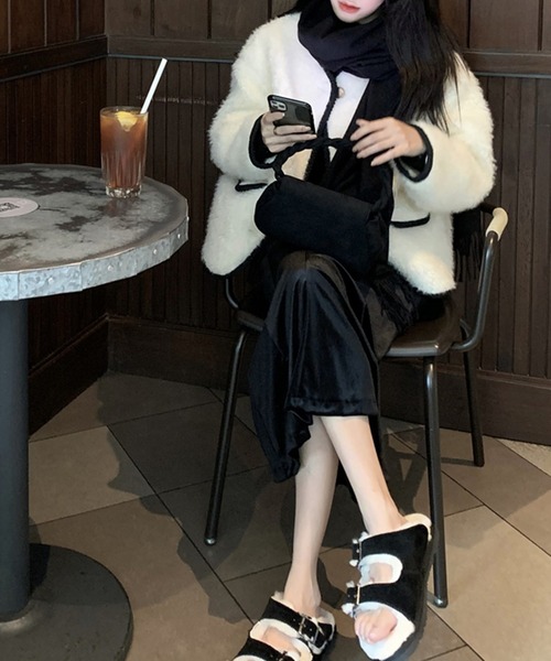 DAY CLOSET ノーカラーコート コート レディース ノーカラーパイピング