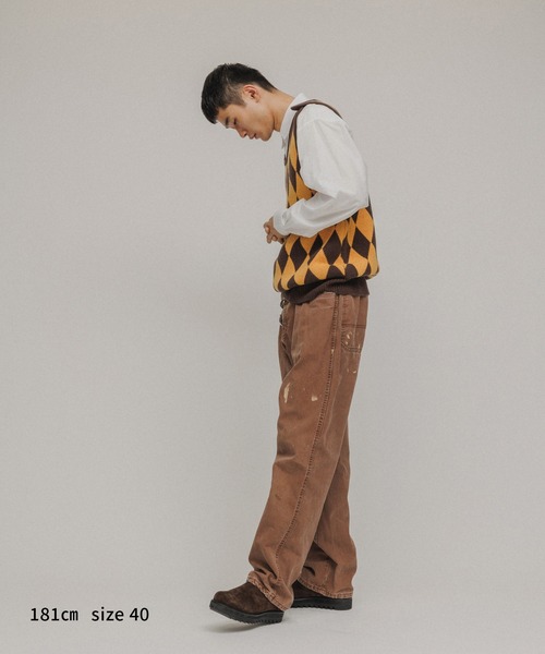 ベスト ジレ 「TOPS」MILITARY MOOD ARGYLE KNIT VEST レディース メンズ M TO R ベスト ジレ 「TOPS」MILITARY MOOD ARGYLE KNIT VEST