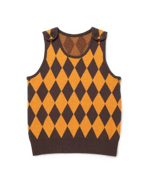 ベスト ジレ 「TOPS」MILITARY MOOD ARGYLE KNIT VEST レディース メンズ M TO R ベスト ジレ 「TOPS」MILITARY MOOD ARGYLE KNIT VEST