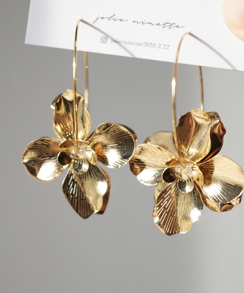 CERCA ピアス jolie minette/メタル フラワー フープ レディース