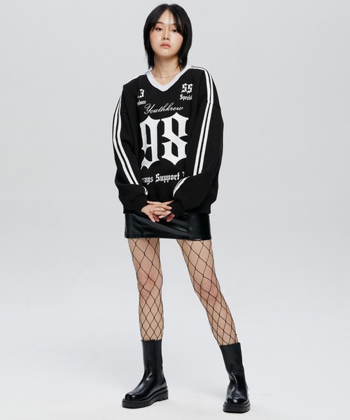 トレーナー スウェット YOUTHKREW ／スポーティーVネックプルオーバー（裏起毛）　2985623 レディース YOUTHKREW トレーナー スウェット ／スポーティーVネックプル