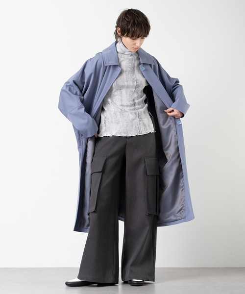 オンリー　グレー ステンカラーコート Mサイズ最終値下げ❗️ ステンカラーコート コート 「ELOOPS」コクーンスリーブステンカラー