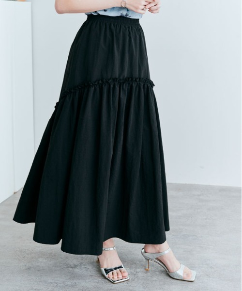 IENA☆今期新品切り替えギャザースカート黒フレア34 スカート 撥水 ギャザー 切り替え フレア : ZOZOTOWN Yahoo!店 - 通販