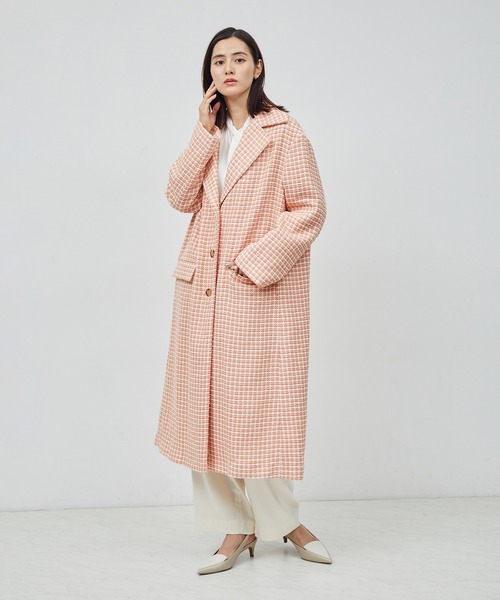 美品　Kolor カラー　ダブルツイード　カシミヤ　チェスターコート　黒　白　M 美品 Kolor カラー ダブルツイード カシミヤ チェスターコート