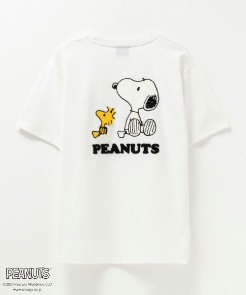 PEANUTS tシャツ SNOOPY スヌーピー サガラ刺繍Tシャツ メンズ