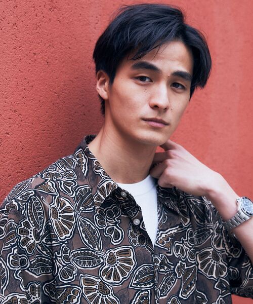 【ブルー】ボタニカル プリント 半袖シャツ THE SHOP TK シャツ ボタニカルプリント半袖シャツ メンズ : ZOZOTOWN