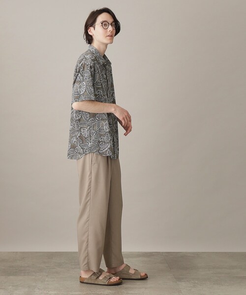 半袖　新品　フォロー割-200円 THE SHOP TK シャツ ボタニカルプリント半袖シャツ メンズ