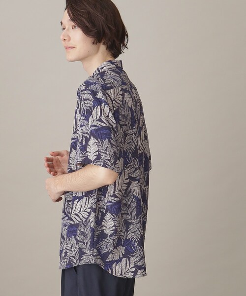 【ブルー】ボタニカル プリント 半袖シャツ THE SHOP TK シャツ ボタニカルプリント半袖シャツ メンズ : ZOZOTOWN