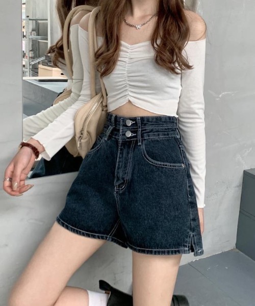 デニム ジーンズ キュロット パンツ ウエスト 伸縮 カジュアル派 AVIE ジーンズ デニム デニムパンツ 9.3ozデニムキュロット