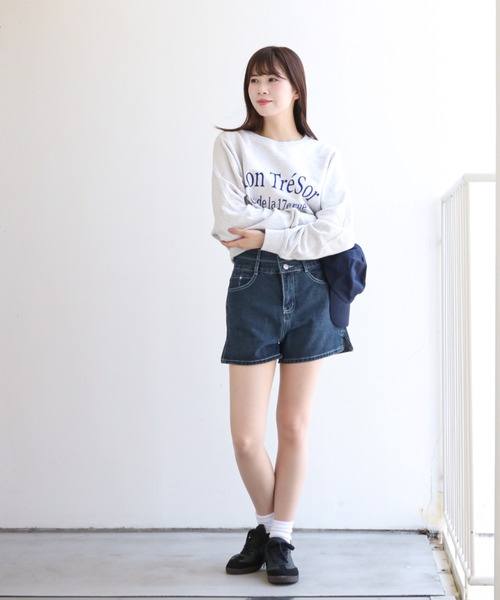 ジーンズ デニム デニムパンツ 台形シルエット デニムキュロット