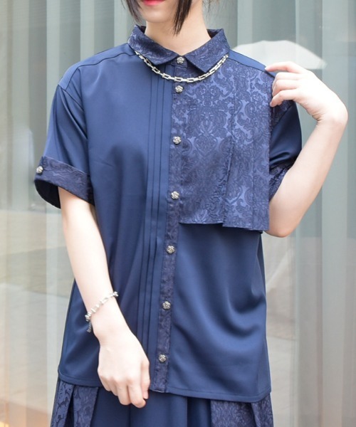 axes femme（アクシーズ ファム） ブラウス シャツ ジャカード切替