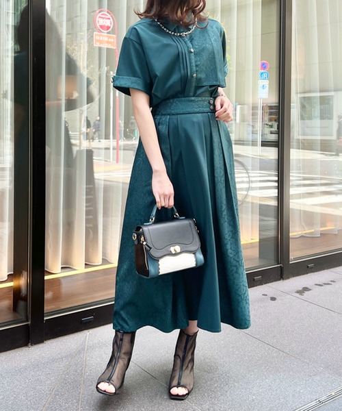 axes femme ブラウス シャツ ジャカード切替シャツ レディース