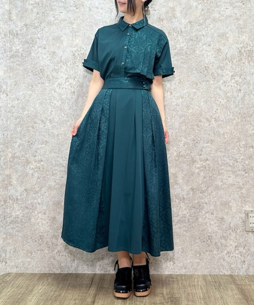 axes femme ブラウス シャツ ジャカード切替シャツ レディース
