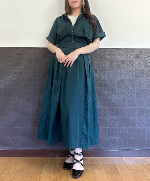 axes femme ブラウス シャツ ジャカード切替シャツ レディース
