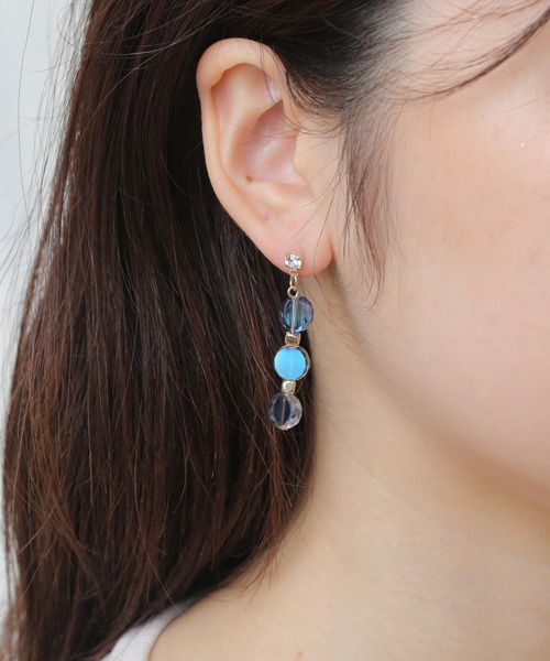 ピアス 「Peony/ピオニー」/チタンポスト カラフル まる3連ピアス 