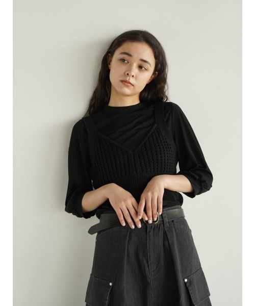 ニット セーター High neck cut sewn×knit bustier set レディース