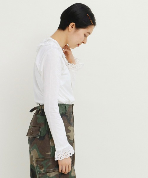 tシャツ 30/-天竺 ティアードコットンレースプルオーバー レディース Dot＆Stripes CHILD WOMAN tシャツ 30/-天竺 ティアードコットン