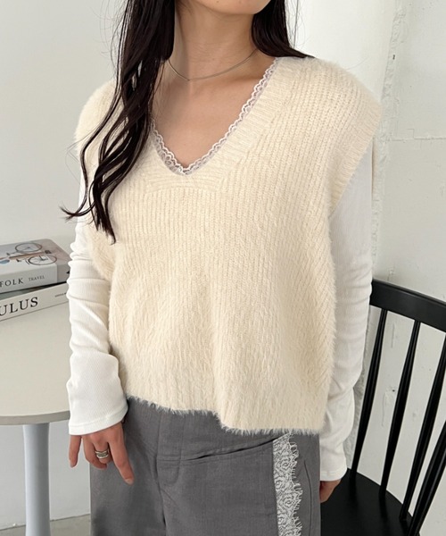 CLEA ベスト ジレ シャギーVネックニットベスト レディース : ZOZOTOWN CLEA ベスト ジレ シャギーVネックニットベスト レディース : ZOZOTOWN